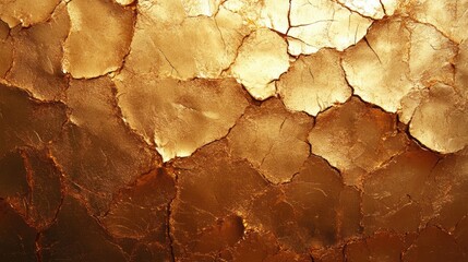 Fototapeta premium A canvas of shimmering gold foil, fractured and shimmering, creating a mesmerizing backdrop that evokes a sense of opulence and luxury.
