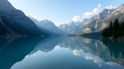 Majestic Mountain Lake Landscape with Crystal Clear Reflection