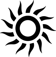 Sun Icon Vector Symbol – Black Star, Summer, Sunrise and Sunset Illustration