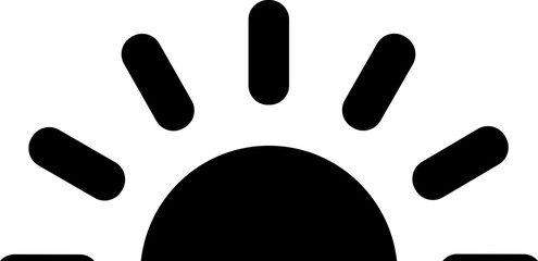 Half Sun sunset and sunrise, icon vector symbol. black sun star icon. Summer, sunlight, nature, sky ,