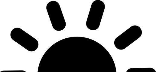 Half Sun sunset and sunrise, icon vector symbol. black sun star icon. Summer, sunlight, nature, sky ,
