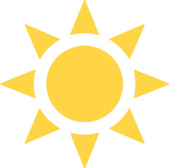Sun icon vector symbol. Yellow sun star icon. Summer, sunlight, nature, sky sunset and sunrise,