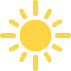 Yellow Sun Icon – Vector Symbol of Summer, Sunlight, Sunset, and Sunrise