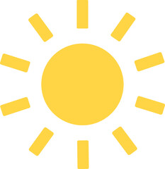 Yellow Sun Icon – Vector Symbol of Summer, Sunlight, Sunset, and Sunrise