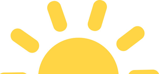 Half Sun sunset and sunrise, icon vector symbol. Yellow sun star icon. Summer, sunlight, nature, sky ,