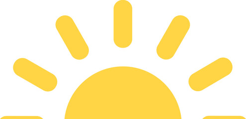 Half Sun sunset and sunrise, icon vector symbol. Yellow sun star icon. Summer, sunlight, nature, sky ,