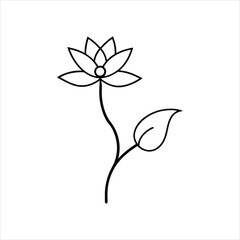 Creative Floral Melody Line Art Flower with Musical Notes