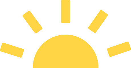 Half Sun Icon – Yellow Star Symbol of Sunrise and Sunset | Summer Vector Illustration