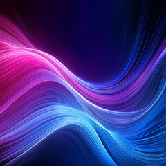 Abstract background of modern technology with gradient waves in blue and pink hues. It features dynamic light trails in neon pink and blue, representing technology and modern abstract design.