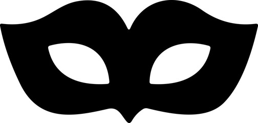 Carnival Mask Flat Icon – Black Masquerade Mask for Party, Mardi Gras, or Halloween | Vector Illustration