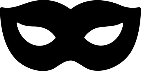 Carnival Mask Flat Icon – Black Masquerade Mask for Party, Mardi Gras, or Halloween | Vector Illustration