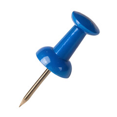 Blue Push Pin Thumbtack Isolated on Transparent Background