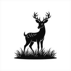 Majestic Deer Standing on Grass Vector Art Design