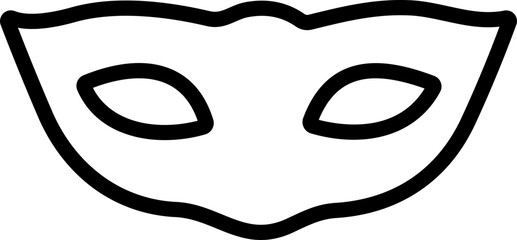 Carnival Mask Line Icon – Simple Black Masquerade Mask for Mardi Gras, Halloween, and Party | Vector Illustration
