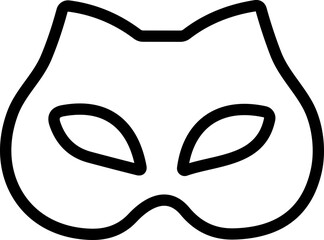 Carnival Mask Line Icon – Simple Black Masquerade Mask for Mardi Gras, Halloween, and Party | Vector Illustration