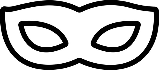 Carnival Mask Line Icon – Simple Black Masquerade Mask for Mardi Gras, Halloween, and Party | Vector Illustration
