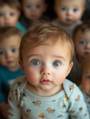 Cute babies with expressive eyes in a cozy setting