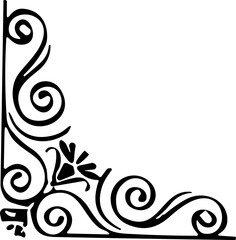 Corner Border Icon – Vintage Frame with Swirl Ornament | Decorative Vector Illustration