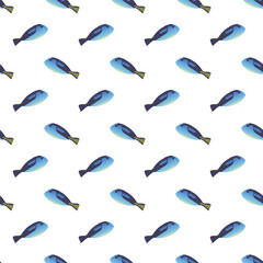 Exotic aquarium or sea fish. Flat style. Vector illustration. Seamless pattern.