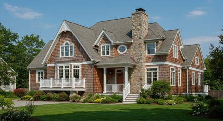 Upscale Coastal Residence with Asymmetrical Facade