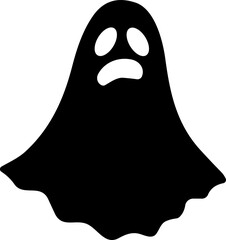 Ghost icon flat Vector. Halloween concept, Cartoon Ghost, black ghost with eyes, spooky character, ghoul or spirit monsters silhouette with spooky faces. Horror holiday flying phantoms or nightmare