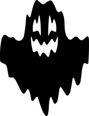 Fototapeta premium Ghost icon flat Vector. Halloween concept, Cartoon Ghost, black ghost with eyes, spooky character, ghoul or spirit monsters silhouette with spooky faces. Horror holiday flying phantoms or nightmare