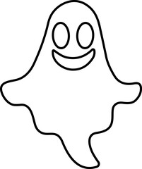Ghost icon line Vector. Halloween concept, Cartoon Ghost, black ghost with eyes, spooky character, ghoul or spirit monsters silhouette with spooky faces. Horror holiday flying phantoms or nightmare