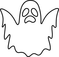 Ghost icon line Vector. Halloween concept, Cartoon Ghost, black ghost with eyes, spooky character, ghoul or spirit monsters silhouette with spooky faces. Horror holiday flying phantoms or nightmare