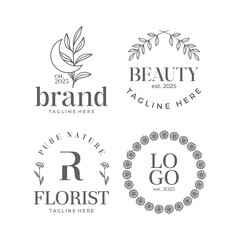 Set of botanical logo template vector