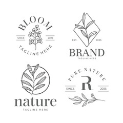 Set of botanical logo template vector