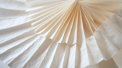 Folded paper fan pleats highlighting intricate texture details