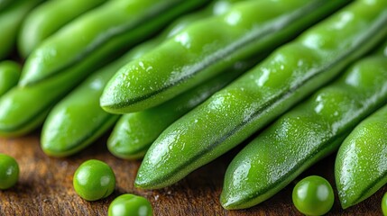 Fresh green peas and pods close-up