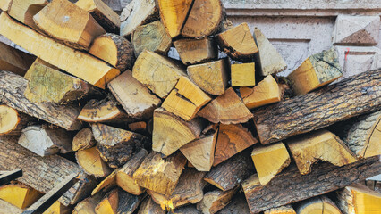 Close-up of wood logs stacked on top of each other