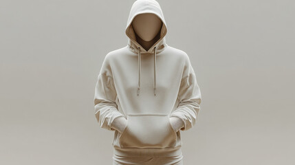 Blank hoodie 3d effect mockup with blank mannequin background.