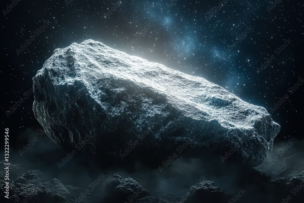 Wall mural large rock is illuminated by a bright light, creating a sense of mystery and wonder. the scene is se