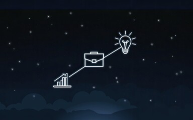 Illuminating Business Path: A stylized illustration depicts the journey of business development, from initial growth to innovative ideas.