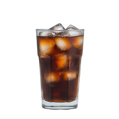 Icy cola drink: Refreshing beverage with ice cubes, perfect for quenching your thirst. A cool treat in a glass!