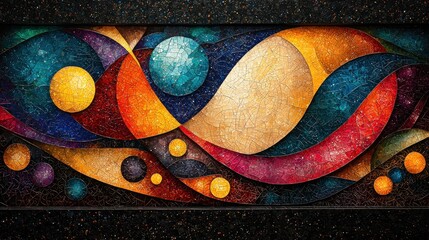 Abstract mosaic art with vibrant colors and organic shapes.