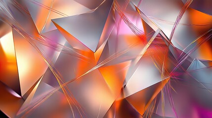 A striking arrangement of angular metallic prisms interwoven with delicate foil filaments