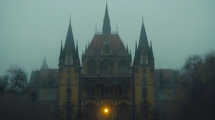 Fototapeta premium Majestic Castle in Misty Fog