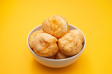 Cheese bread bowl, Brazilian snack, pao de queijo