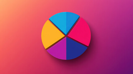 Fototapeta premium Flat pie chart icon in one block colour as an illustration on a white background.