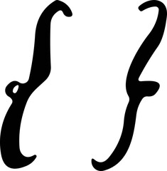 Curly braces and square brackets icons pack. Text quotes, oval parentheses, punctuation signs. Decorative typography shapes for elegant modern design.