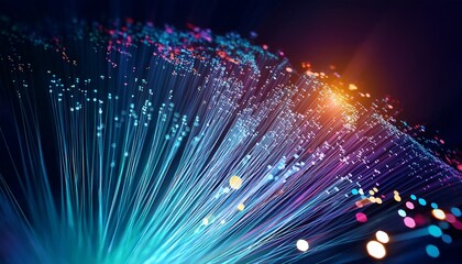  fiber optics background with lots of light spots, Internet, information flow, Fiber optics 