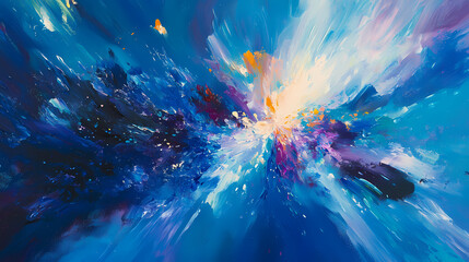 A vibrant blue burst of light radiating outward, creating a dynamic and energetic atmosphere. Radiance Burst. Illustration