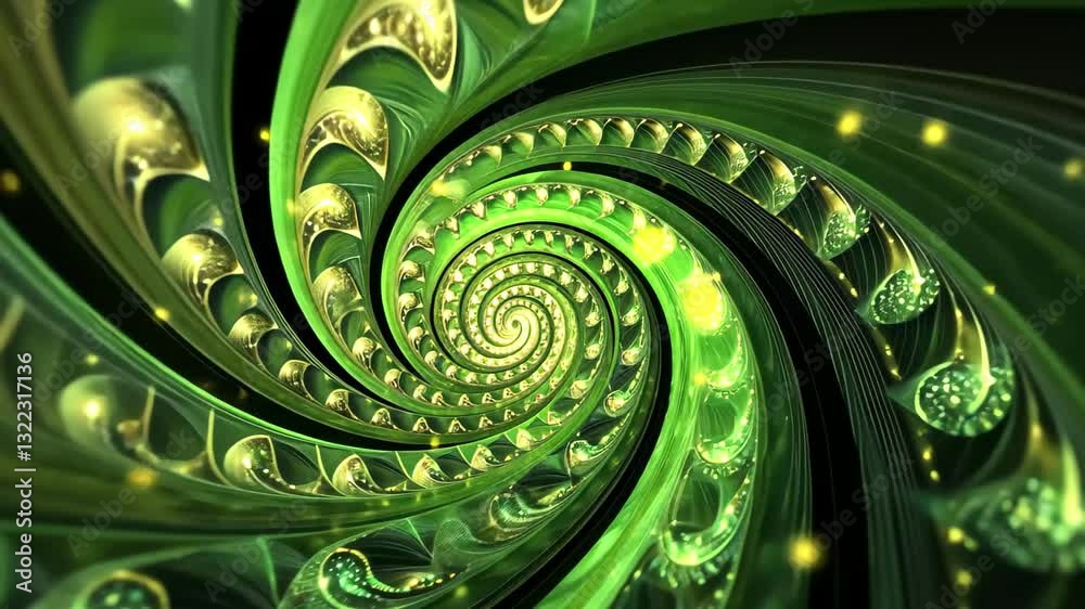 Poster Swirling abstract patterns create a vibrant green visual experience filled with depth and movement, abstract green background