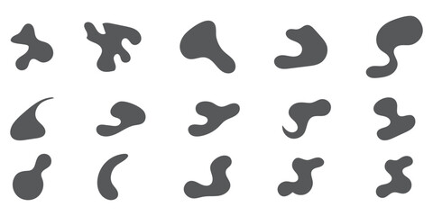 Abstract blob shape black silhouette vector icons, modern design, organic forms, artistic fluid shape elements, irregular objects