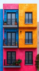 Fototapeta premium Unique colorful modern building exterior high resolution hd photo