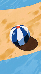 Obraz premium Beach Ball on Sandy Shore with Ocean Waves 