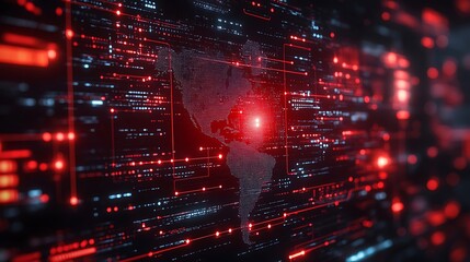 Cybersecurity threat to Europe visualized with a red alert warning and abstract digital globe vulnerabilities